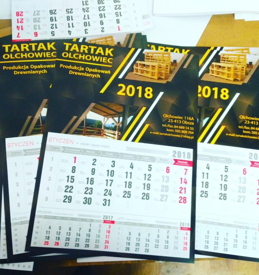 Projekt i wydruk kalendarzy 2018/ big print reklama Biłgoraj